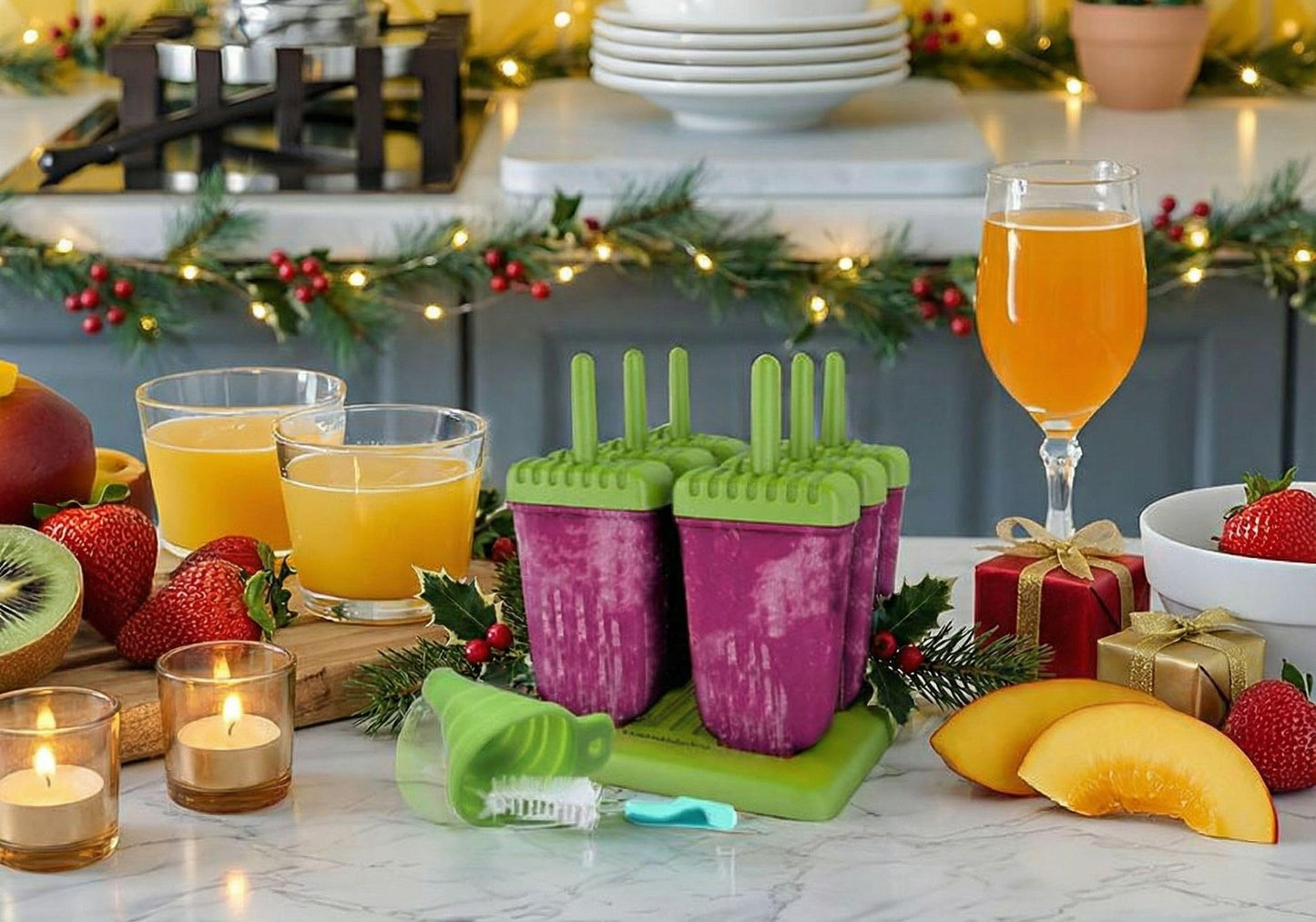Mamasicles Popsicles Molds with Sticks for Summer Fun 6 Individual Pieces BPA Free Popsicle Holders for Kids Reusable Plastic Ice Pop Mold with Silicone Funnel and Cleaning Brush