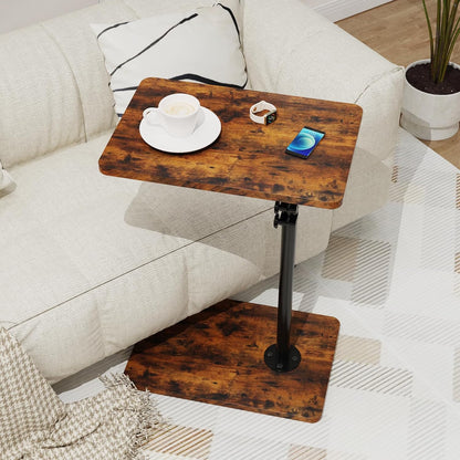 360Swivel TV Tray Table, Adjustable C Shaped End Table for Couch, Couch Side Table C Table That Slide Under Couch Desk