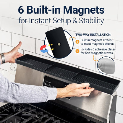 6 Silicone Magnetic Over the Stove Shelf for Back of Stove - Magnetic Stove Top Shelf and Over Stove Shelf, Over Oven