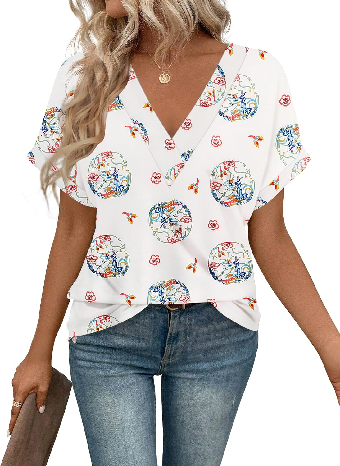 T Shirts Short Sleeve V Neck Tees Womens Tops Beach Vacation Fashion Clothes 2025 Casual Summer Spring Fall Outfits