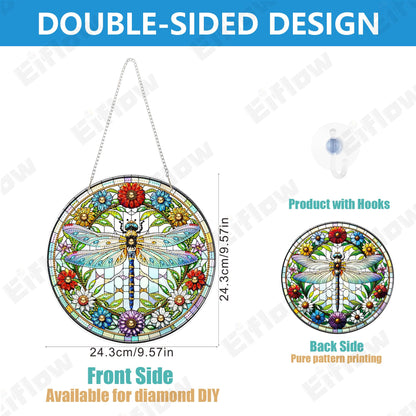 Eiflow Acrylic Diamond Art Hanging Kit for Adults, DIY Diamonds Painting Door Hanging Board Kit, Special Crystal Diamond Art Painting Pendant Ornament (Dragonfly)