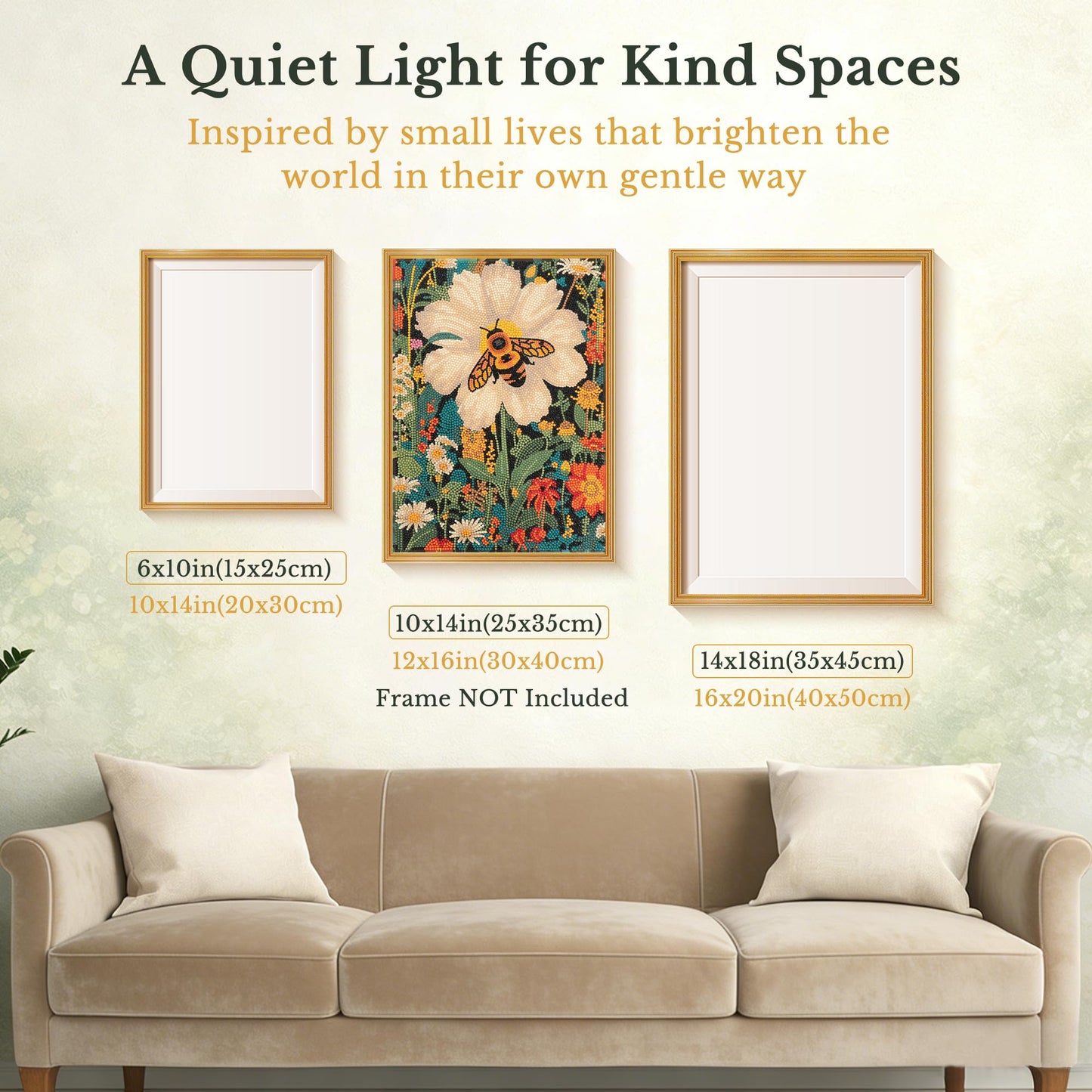 DIAMONDOUBLE Premium Diamond Art Kit for Adults on Velvet Canvas, 12x16 5D Full Drill Small Diamond Painting Kit for Beginners, Bee & Flower Hand-Drawn Design with Mixed Acrylic Round & Mini Diamonds