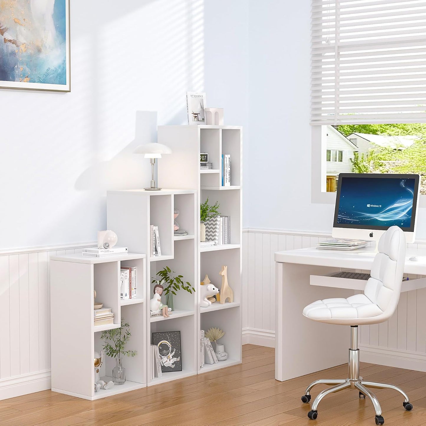 3-Cube 2-Tier VECELO Bookcase, Customized Storage Display Shelf, Bookshelf with Height Difference Fits Tallest