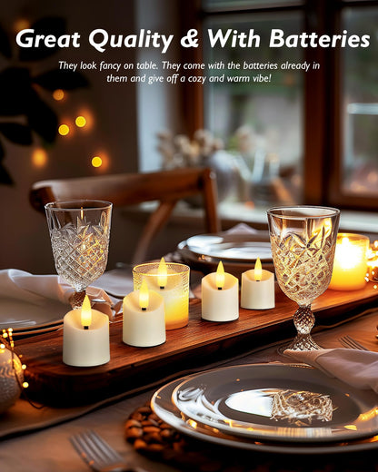 Homemory 12Pack 400+ Hour Remote Control Candles, 2/4/6/8H Timer LED Votive Candles, Battery Operated Tea Lights in Warm White for Outdoor, Table, Wedding, Christmas (White, Batteries Included)