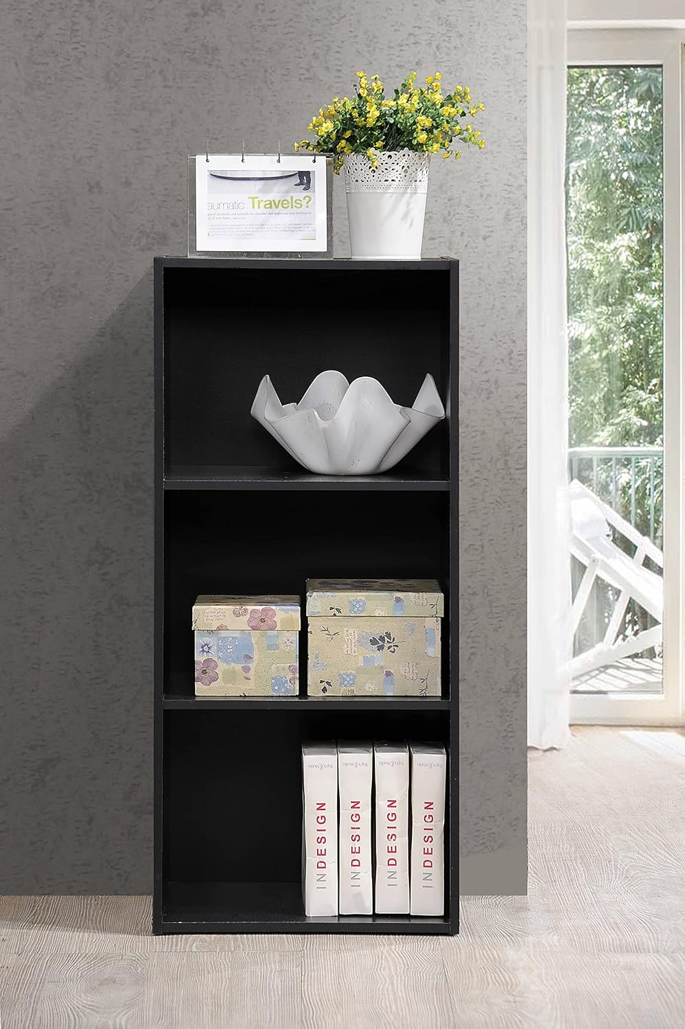 Hodedah Import Black 3 Shelf Bookcase