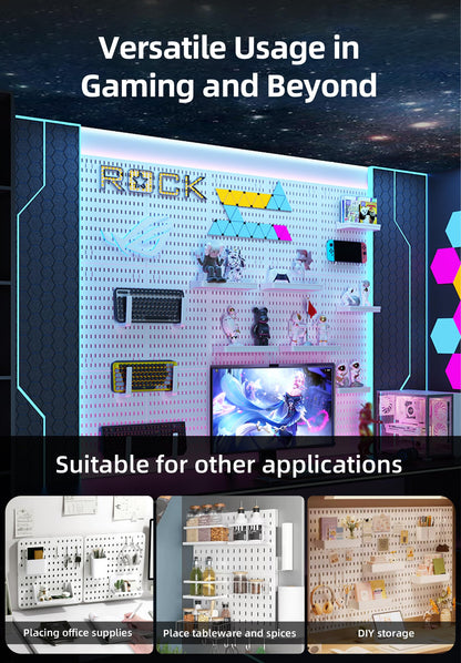 EVDBOBO Wall Organizer Peg Board - Elevate And Declutter Your Gaming And Office - Create A Perfectly Structured Space(White)