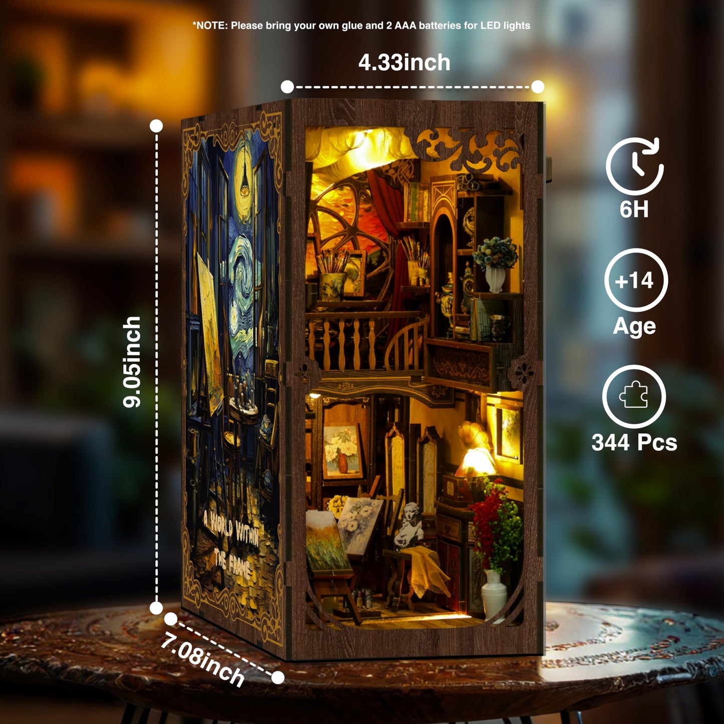 Ditila Mini Museum Kit - DIY Book Nook Kit for Adults with LED Lights - Starry Night Theme Wooden 3D Puzzle - Book Nooks for Adults and Home Decor - Girls Night Crafts for Women