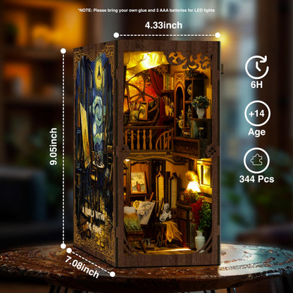Ditila Mini Museum Kit - DIY Book Nook Kit for Adults with LED Lights - Starry Night Theme Wooden 3D Puzzle - Book Nooks for Adults and Home Decor - Girls Night Crafts for Women