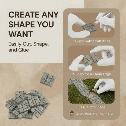 Dollhouse Flooring, Miniature Pavement Bricks, 1/12 Scale Accessories, Mini Bricks for Landscaping, 50pcs, REDUCIO!