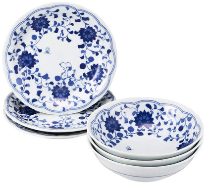 Sunupii 630743 Indigo Arabesque Dish Pot, Set of 3, Set of 6, Comes in a Presentation Box