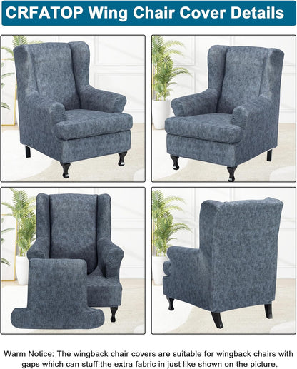 2 Chair,A21 CRFATOP Waterproof Wing Chair Slipcovers Piece Stretch Wingback Chair Cover Spandex Fabric Wingback