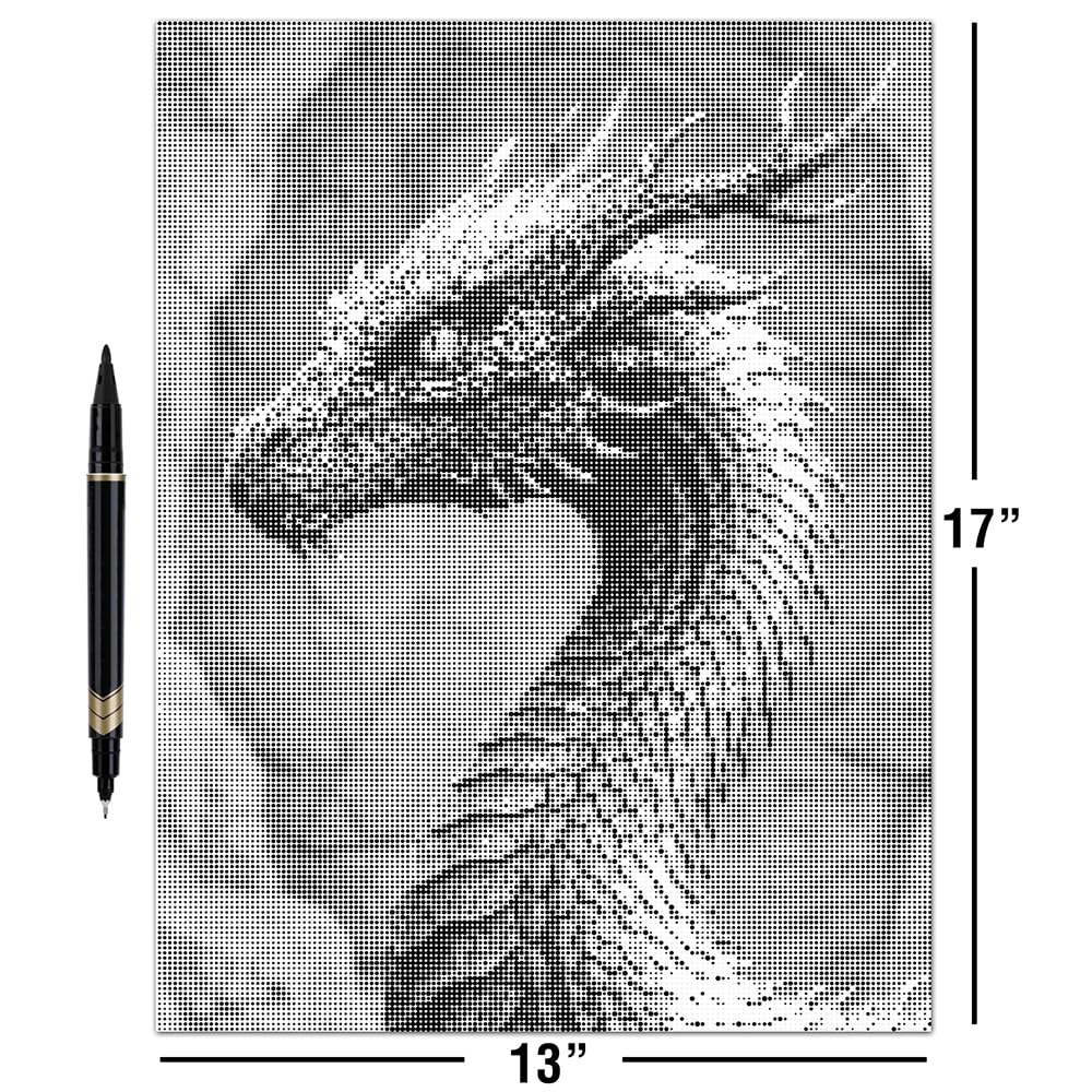 On The Dot Art - Painting Kit for Adults|Enchanted Dragon 13x17 Canvas w/Dual Tip Marker|Relaxing Activity Alternative to Diamond Painting|No Tiny Pcs No Mess Fantasy Mythical Creature Frameable Gift