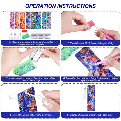 cnomg Diamond Art Bookmarks Kit for Adults 8 Pack Ocean Sea Shell Diamond Painting Bookmarks with Tassels 5D DIY Gem Art Bookmark Set for Craft Lovers Reading Gifts for Book Lovers Women
