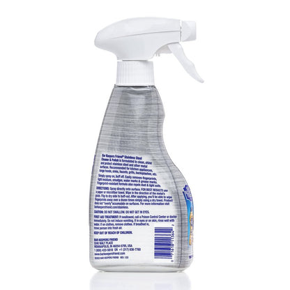 Bar Keepers Friend Stainless Steel Cleaner and Polish Spray (16 oz) Plus 1 Microfiber Cleaning Cloth, 2pc Cleaning Kit to Remove Oily Fingerprints, Grime and Food Debris without Dulling Surfaces