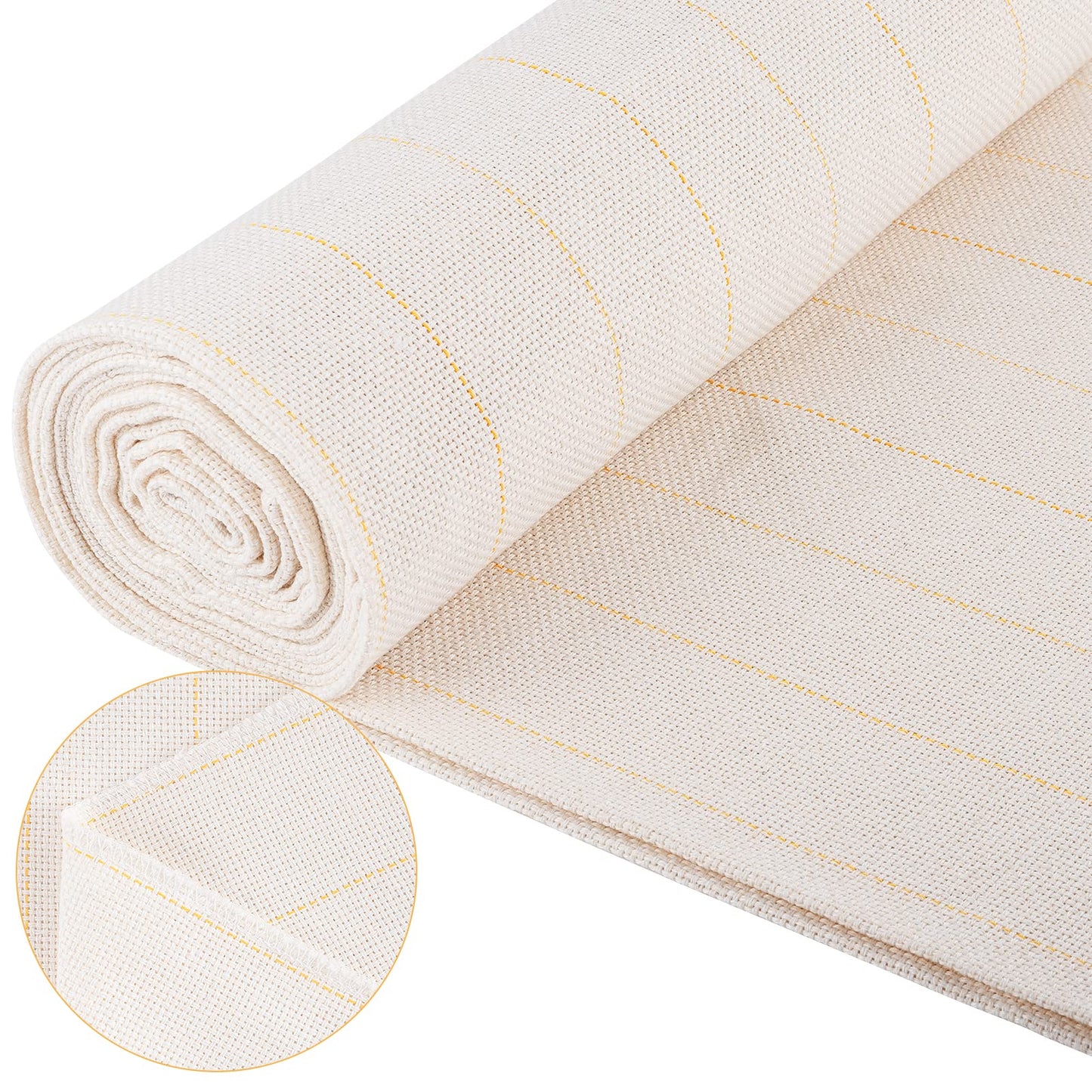 39.4"× 197" Large Overlocking Tufting Cloth with Marked Lines- Primary Monk's Cloth Punch Needle Fabric for DIY Rug-Punch Tufting Gun