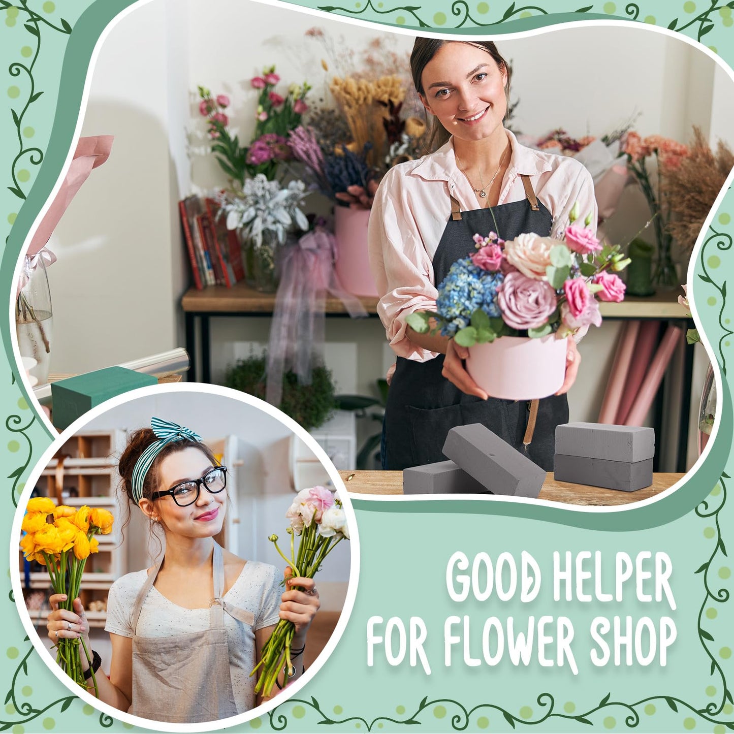 Pangda 30 Pieces Flower Foam Bulk 7.87 x 3.54 x 2.36" Dry Floral Foam Blocks Florist Bricks for Artificial Flower Arrangements Wedding Birthdays Home Office Garden Decorations, Gray