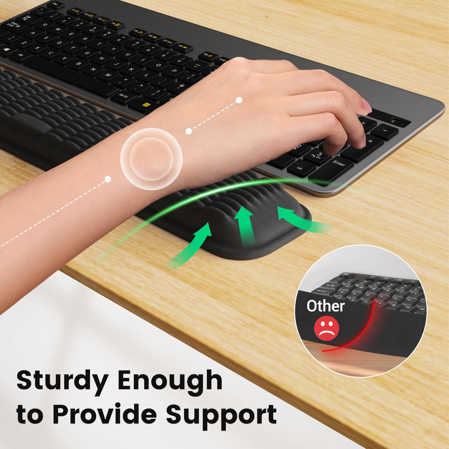 MEKASS Keyboard Wrist Rest, Soft Memory Foam Wrist Support for Keyboard, Keyboard Hand Rest Pad for Wrist Pain Relief, Keyboard Wrist Guard for Long Hours of Work, Gaming, Studying（Classic Black）
