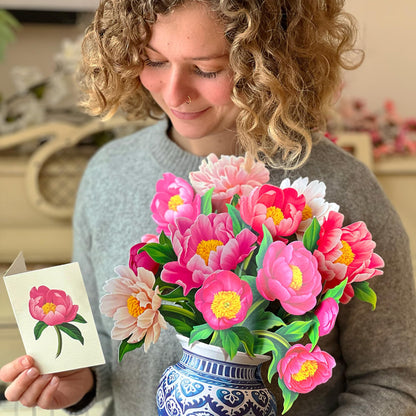 Freshcut Paper Peony Paradise 13 Inch Life-Sized 3D Pop Up Card – Birthday, Mothers Day, Thank You, Gifts for Mom and Her – Includes Notecard and Envelope