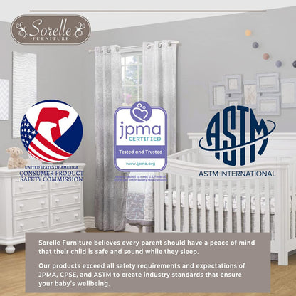 Sorelle Furniture Berkley Crib and Changer with Slat Panel Back Classic -in- Convertible Diaper Changing Table Non-Toxic Finish Wooden Baby Bed Toddler Childs Daybed Full-Size Nursery - Gray