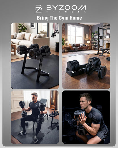 BYZOOM FITNESS Pure Series 75LB Adjustable Dumbbell SINGLE UNIT - 21-in-1 Flexible Hand Weights with Precision Micro Plate for Harcore Users Home Gym, Strength Training & Fitness Workouts, Black