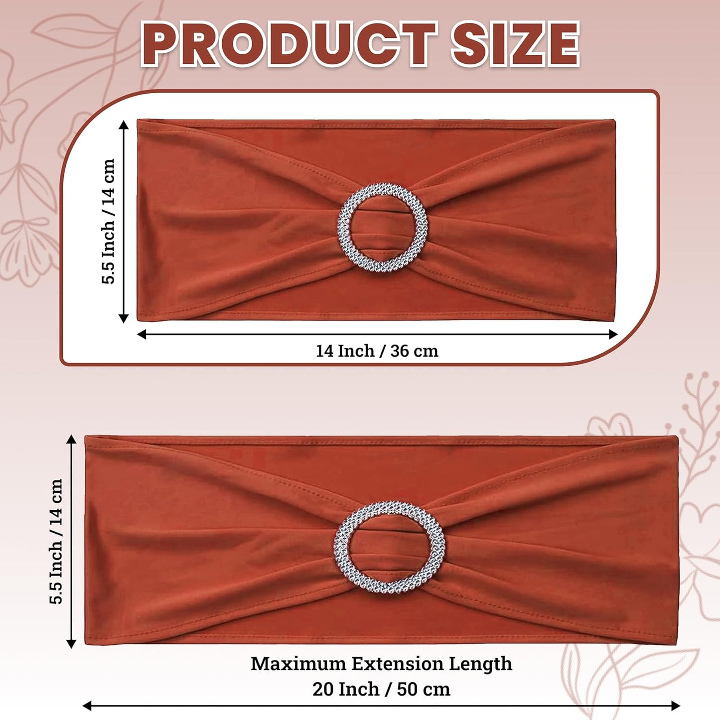 25 VDS - Terracotta | Spandex Chair Sashes Bows | PCS | Stretch Elastic Banquet Universal Folding Chair Band Tie