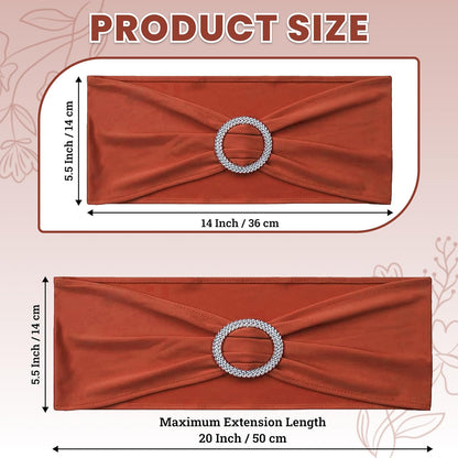 MDS Spandex Chair Sashes - Premium Stretch Covers with Buckle Slider | Universal Fit for Weddings & Events - Terracotta