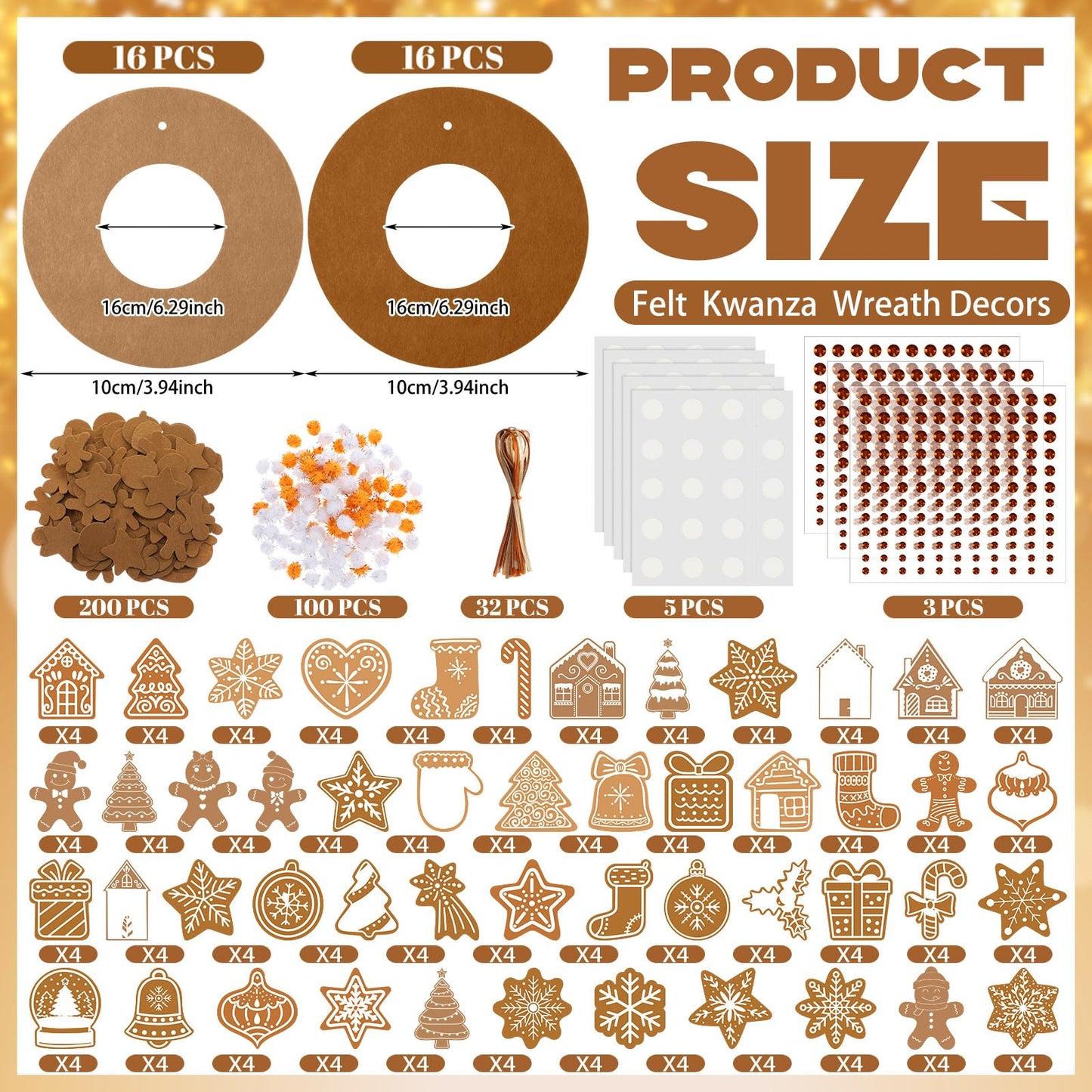 472 Pcs DIY Christmas Craft Kits Xmas Tree Wreath Craft Gingerbread Men Bell Snowflakes Wreath Arts Christmas Hanging Ornaments with Gingerbread Houses Gift Boxes Sticker for Xmas Indoor Outdoor Decor