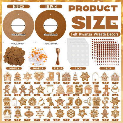 472 Pcs DIY Christmas Craft Kits Xmas Tree Wreath Craft Gingerbread Men Bell Snowflakes Wreath Arts Christmas Hanging Ornaments with Gingerbread Houses Gift Boxes Sticker for Xmas Indoor Outdoor Decor