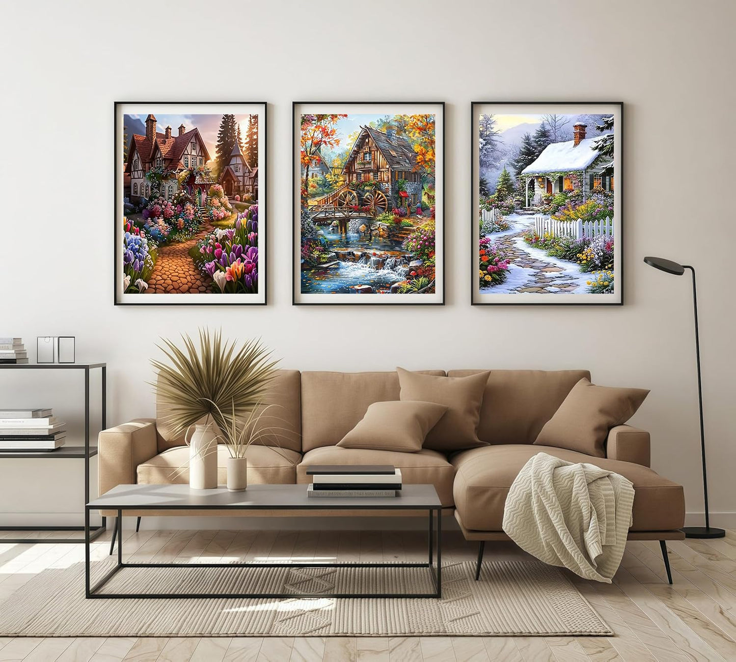 Ekuxom 3 Pack Diamond Painting Kit for Adults-Landscape Diamond Art Kits for Adults-5D DIY Full Round Drill Diamonds Gem Art Set for Home Wall Decor 12x16inch