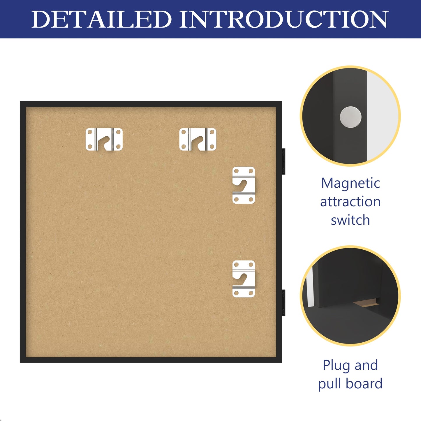 An&He 10x10 Shadow Box Frame Engineered Wood | with a 2.7" Usable Display Depth | Includes Acid-Free Backing Board, UV Resistant Acrylic, and Hanging Hardware-Black