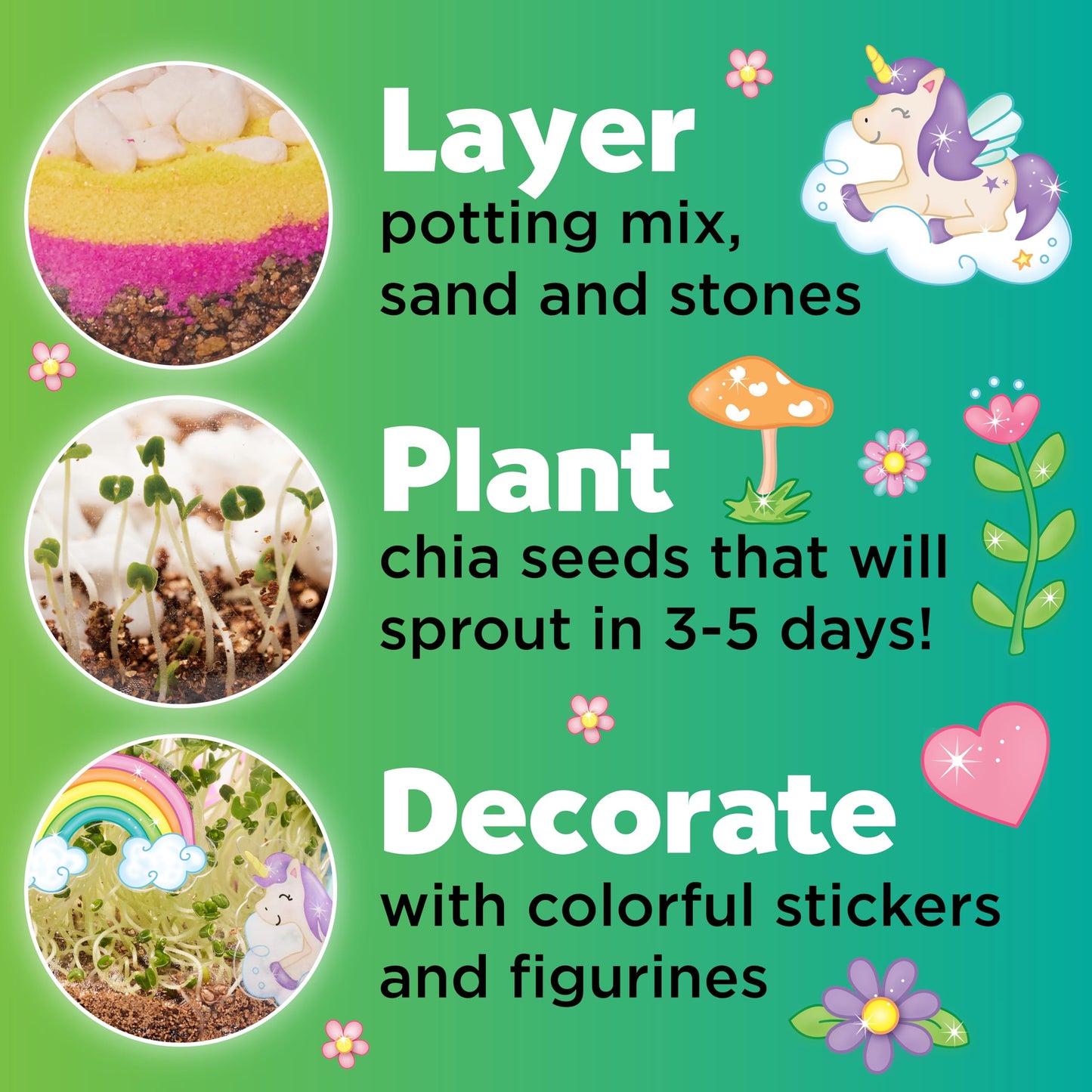 Creativity for Kids Plant and Grow Unicorn Forest: Terrarium Kit for Kids, Unicorn Toys and STEM Kits, Spring Crafts & Arts and Crafts for Girls (Ages 6+)