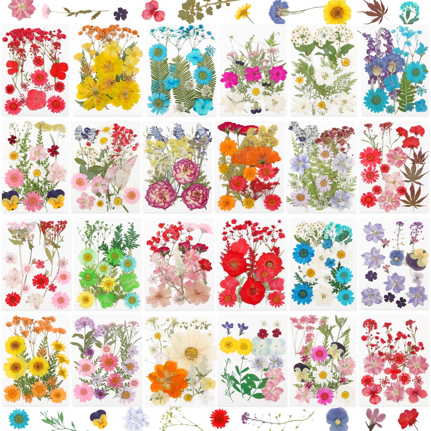 NESCCI 428 Pcs Dried Pressed Flowers for Resin,Real Nature Dried Flowers for Crafts Bulk Dry Flowers Leaves Kit Used for Resin Molds Scrapbooking DIY Art Crafts Candle Soap Making Nails Décor