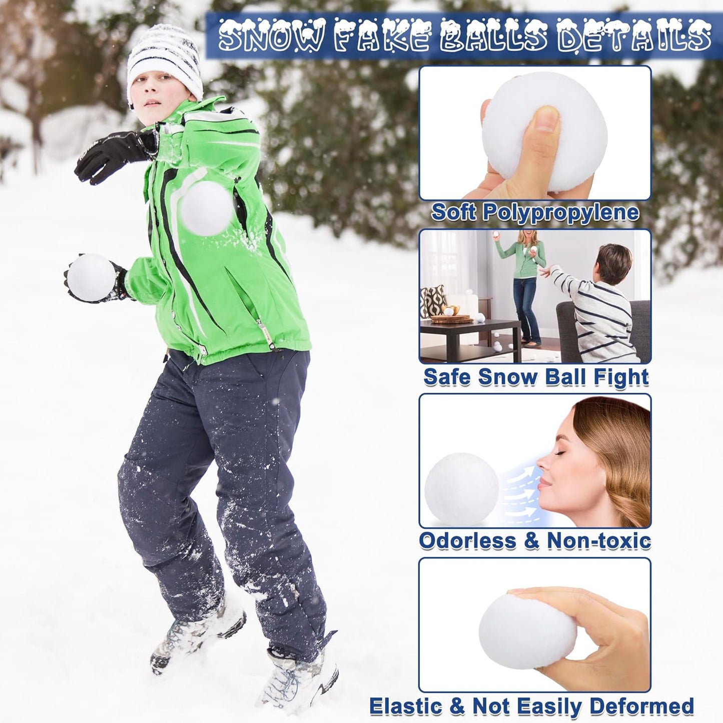 Skiennix 36 PCS Plush Snow Balls - Soft Indoor Snowball Fight Set for Kids | Perfect for Winter Fun