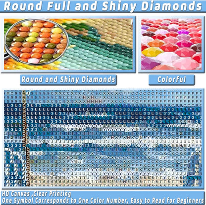 4 Pack Beach Diamond Art Kits for Adults Beginners,Full Round Drill DIY Diamond Painting Kits,Paint by Diamonds Dot Gem Art Crystal Easy,Home Wall Decor&Gift-12x12in