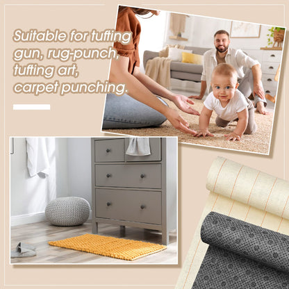 Tudomro 6 Pcs 79'' X 59" Large Tufting Cloth for Rugs and 71'' X 39" Non Slip Final Backing Tuft Fabric Monks Cloth for Tufting Needle DIY Rug Making, Contains Cleaning Brush and Glue Scraper