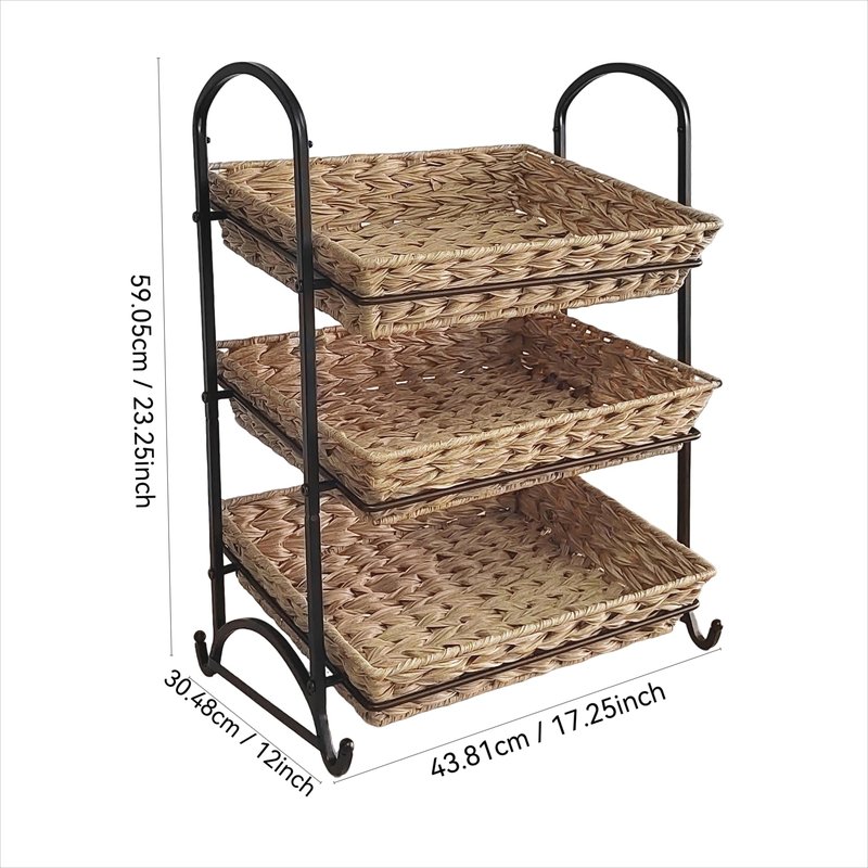 Lihou PapaQ Stackable Candy Display Rack with Rattan |Stackable Candy Organizer|Multi-Function Snack Rack&Shelf for Chips |Perfect Display Solution for Stores (Brown, Large)