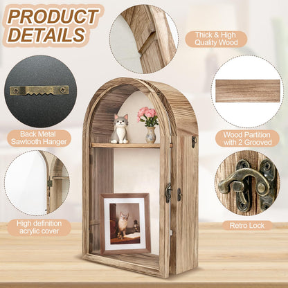 Shadow Box Frame 10x16, Natural Wood Display Case with Linen Back, Deep Picture Frame for Photos, Keepsakes, Flowers, Medals, Memorabilia, DIY Crafts, Wedding or Pet Memory Box Wall & Table Decor