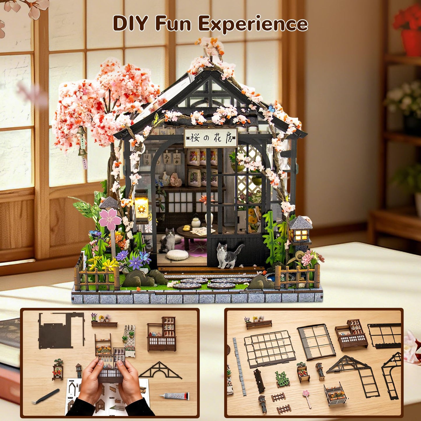 Book Nooks for Adults, DIY Miniature Dollhouse Book Nook Kit, Teens and Beginners, Japanese BookNook, Model Kits Craft Kits for Adults Teens & Book Lovers