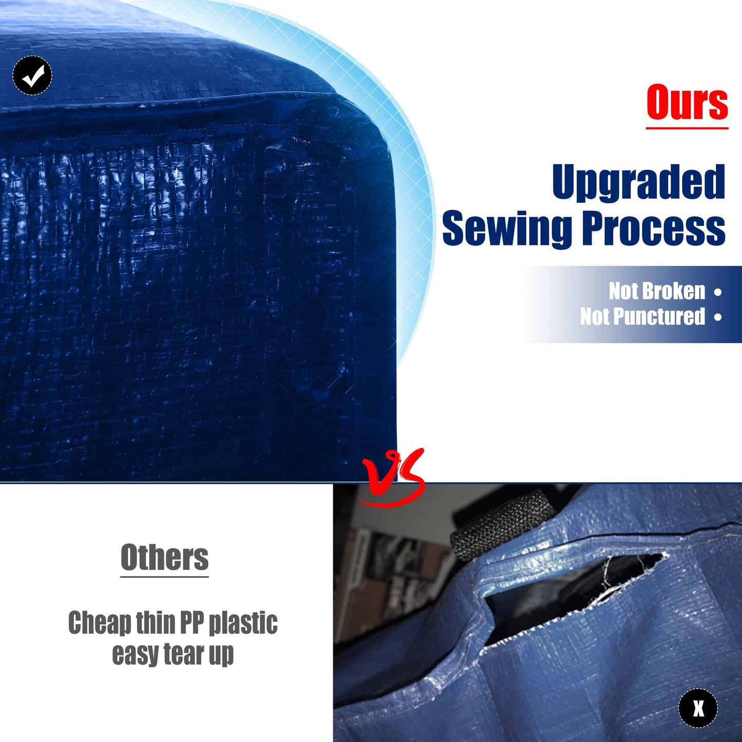 Cosy Family 4 Pack Heavy Duty Extra Large Moving Bags with Backpack Straps - Strong Handles & Zippers, Storage Totes For Space Saving, Fold Flat, Alternative to Moving Box (X-Large-Set of 4, Blue)