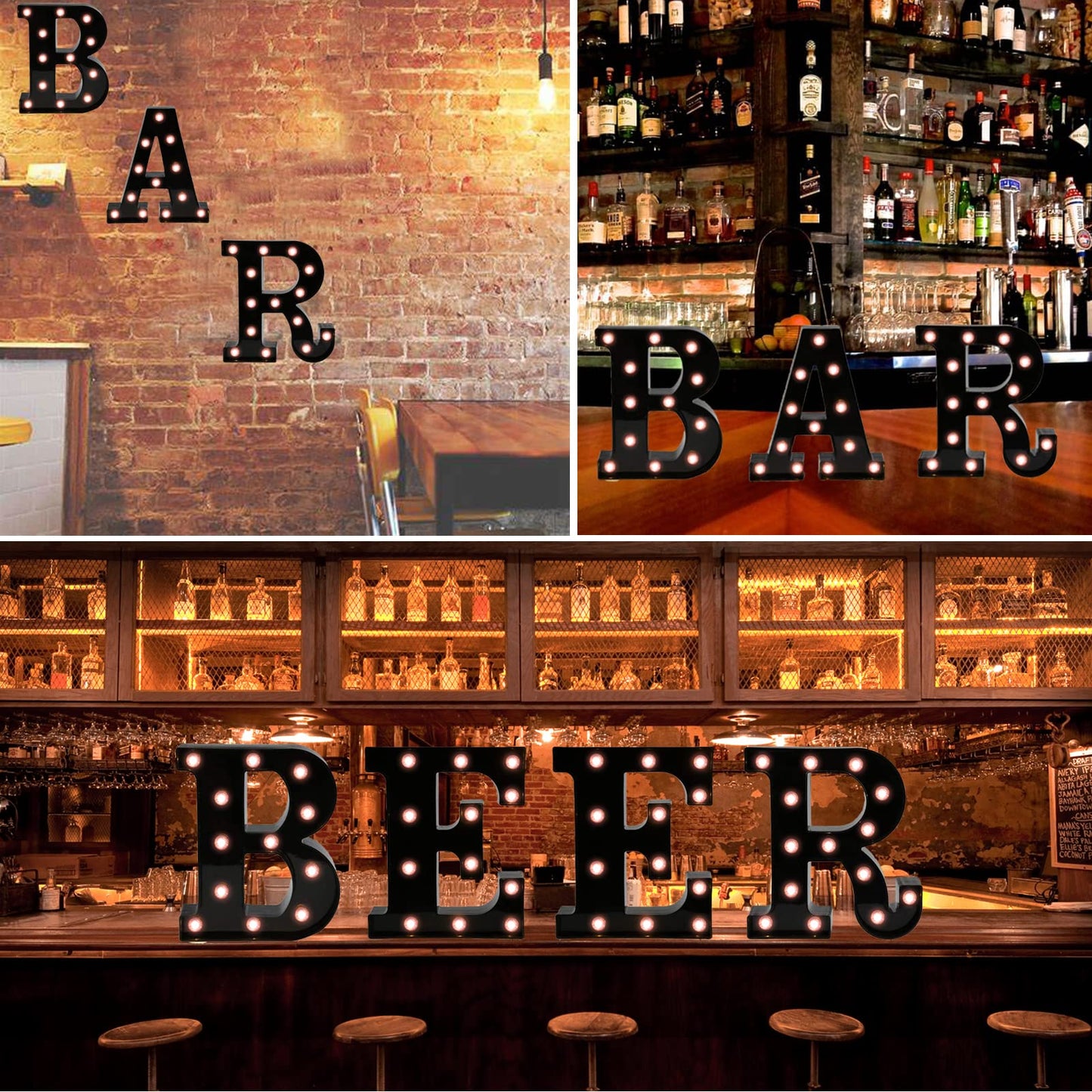 Black Bar Sign, Marquee Light Up Letters LED Marquee Number Lights Sign for Night Light Home Bar Christmas Lamp Birthday Party Wedding Decoration-BAR