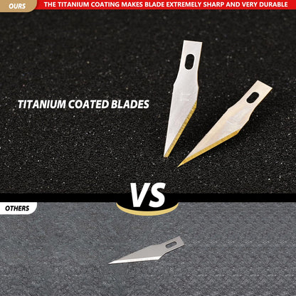 EHDIS Exacto Hobby Knife Set, Precision Art Craft Utility Knife Kit with 10PCS # 11 Titanium Coated Blade Refill for Working-Stencil, Scoring, Scrapbooking, Architecture Modeling, Crafting