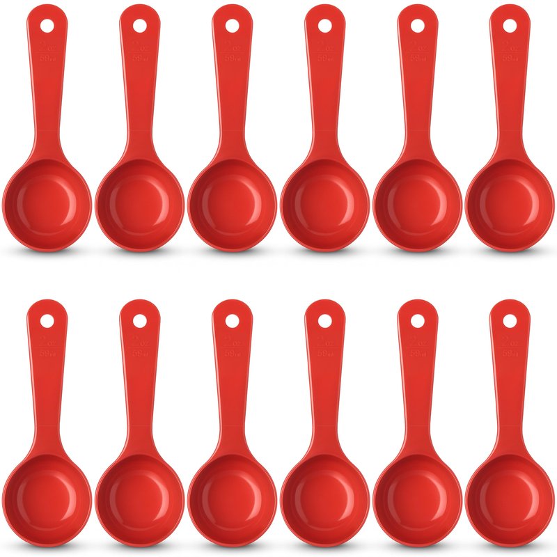 Carlisle FoodService Products Measure Miser Solid Measuring Spoon with Short Handle, 2 Ounces, Red (Pack of 12)