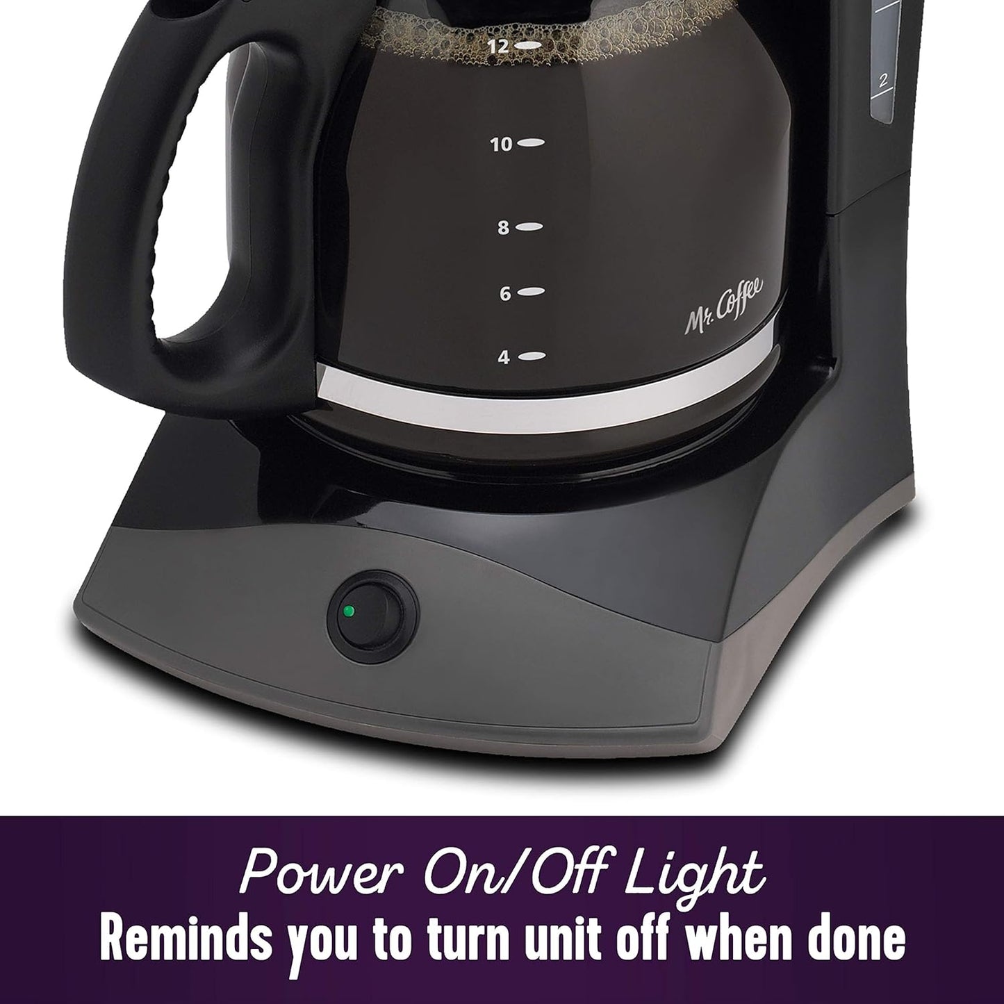 12 Mr. Coffee Black Coffee Maker, Cups, with Auto Pause and Glass Carafe, Perfect for Home and Office Use