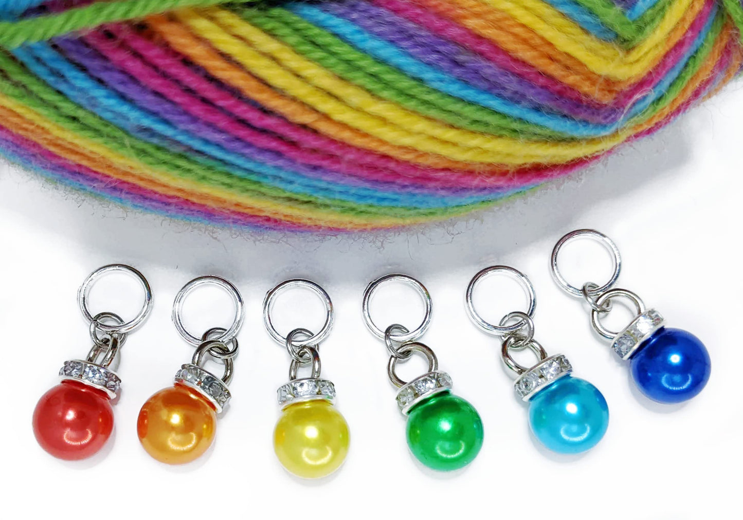 Rainbow Sparkle Stitch Markers for Knitting with Storage Case | Handmade by Pretty Warm Designs | Cute Sparkle Charm Pride Set Lightweight Knit Counter Supplies Accessories Tools Yarn Cute Gift