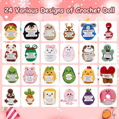 Advent Calendar 2025 - 24-Day Positive Crochet Animals Countdown for Kids & Adults | Handmade Emotional Support Toys