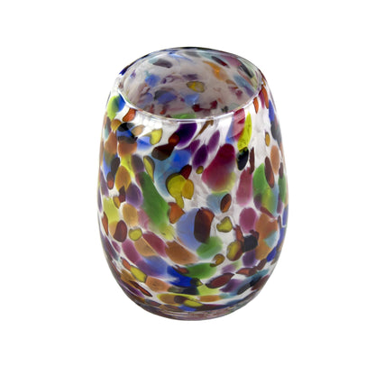 Totally Blown Glassworks Votive Candle Holder, Tea-Light, Handmade Blown Glass, Accent Vase, Centerpiece, Home Decor, Artist Dehanna Jones, Seattle, WA. (White Over the Rainbow)
