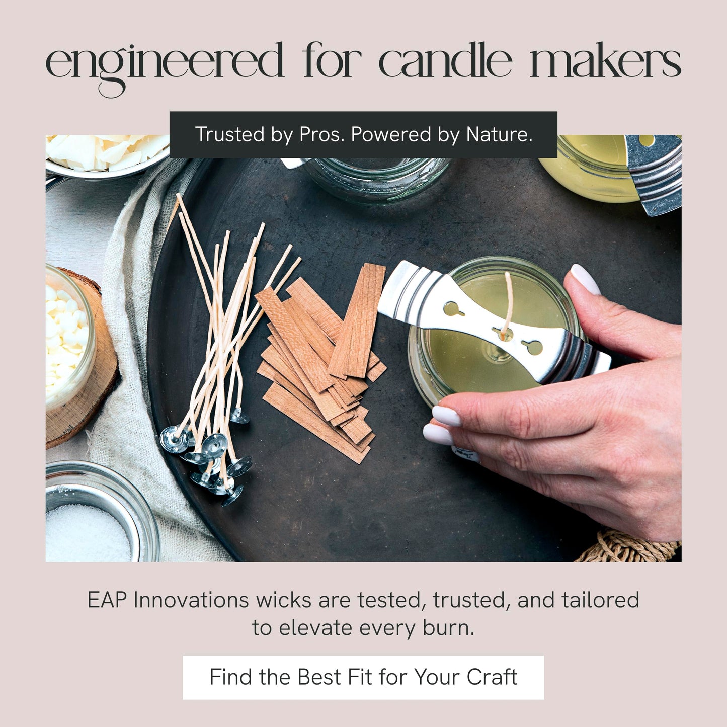 EAP Innovations 6" Eco Candle Making Wicks, Self-Trimming Design, Coreless Cotton Wicks for Candle Making, Ideal for DIY, Ideal for Low Melt-Point Waxes, Size ECO-6, Pack of 100