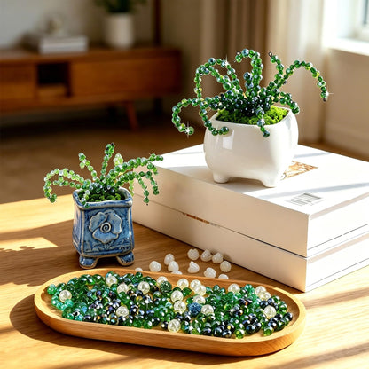 Yivioep 5600pcs Green Glass Beads Beaded Plant Kit for DIY Artificial Plants, Leaf Beads, Flower Beads, Crystal Beads, and Beads for Jewelry Making, for Sun Catchers Green
