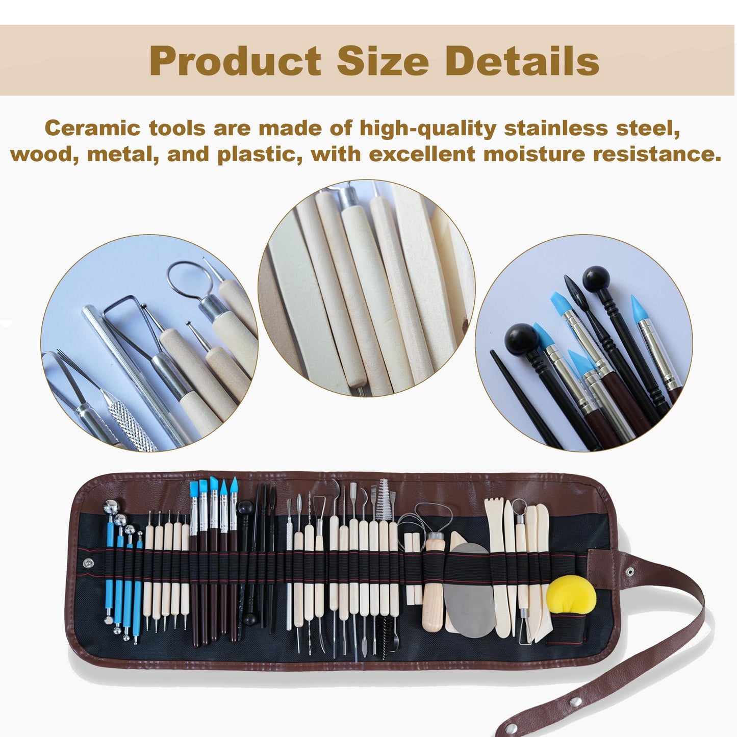 CeeVian Clay Tool Kit 40 PCS Clay Sculpting Tools Pottery Tools Pottery Tools for Sculpting for DIY Handcraft Modeling Clay Carving Tools Set for Beginners and Professional Art Crafts