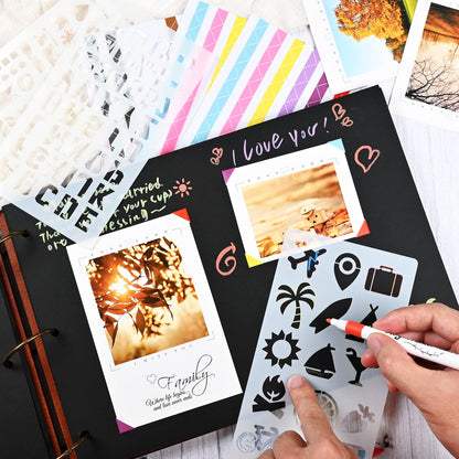 Giiffu Wooden Family Scrapbook Album, DIY Photo Memory Book with Family Tree Design, 100 Pages Personalized Scrapbooking Album, Gift for Mother’s Day, Baby Shower & Family Keepsake
